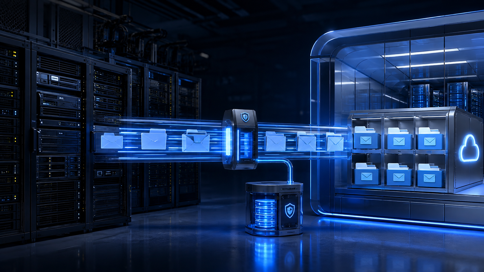 Secure business email infrastructure with cloud email protection, server security and encrypted communication